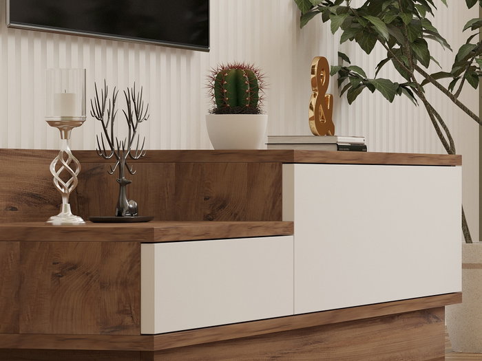Hanah Home Soporte de TV Barko en Pino Atlántico y Blanco
